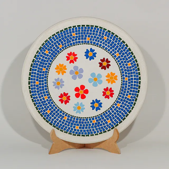 Centro de mesa – prato giratorio – bandeja giratória mosaico em cerâmica 43 cm