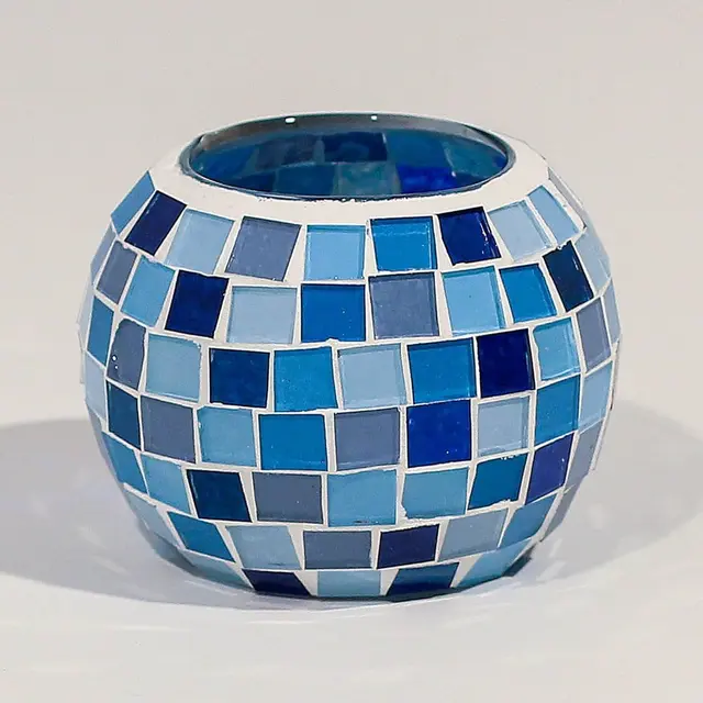 POTE AQUARIO VITRAL AZUL ARTESANAL ONG