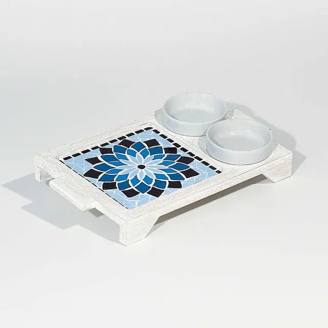 PETISQUEIRA MOSAICO 2POTES FLORAZUL ARTESANAL ONG
